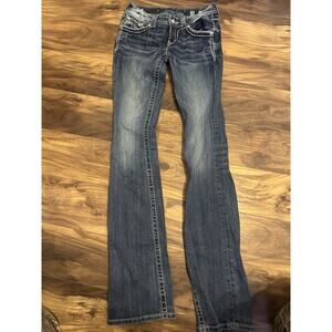 Miss Me Jeans Women's Boot Cut Flap Pocket Embroidery Fleur De Lys Bling Size 28